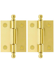 Pair of Loose Pin Plated Steel Cabinet Hinges - 1 15/16 inch x 1 5/8 inch