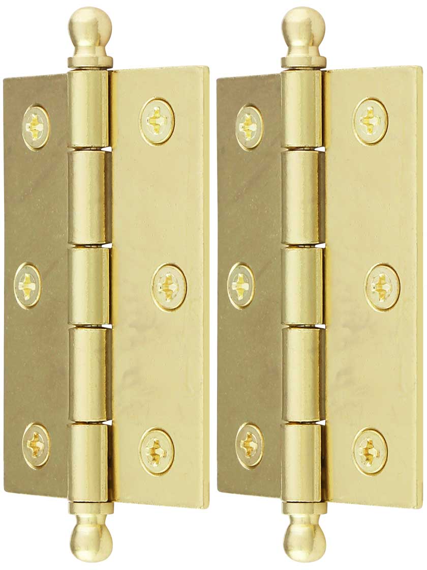 Pair of Loose Pin Plated Steel Cabinet Hinges - 2 7/16" x 1 3/4"