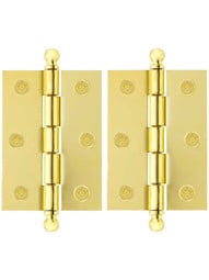 Pair of Loose Pin Plated Steel Cabinet Hinges - 2 7/16" x 1 3/4"