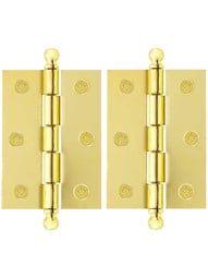 Pair of Loose Pin Plated Steel Cabinet Hinges - 2 7/16" x 1 3/4"