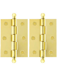 Pair of Loose Pin Plated Steel Cabinet Hinges - 2 7/16" x 1 3/4"
