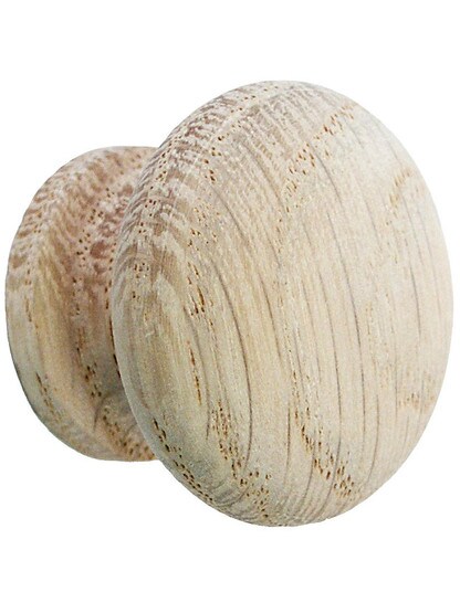 Solid Oak Round Cabinet Knob.