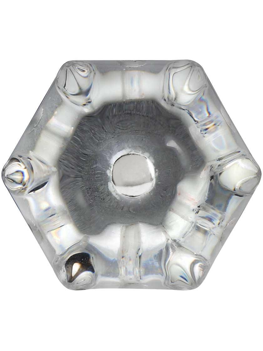 Alternate View 2 of Over-Sized Hexagonal Glass Drawer Knob With Nickel Bolt.