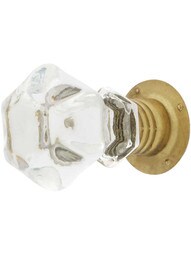 Clear Hexagonal Glass Cabinet Knob With Threaded Shank