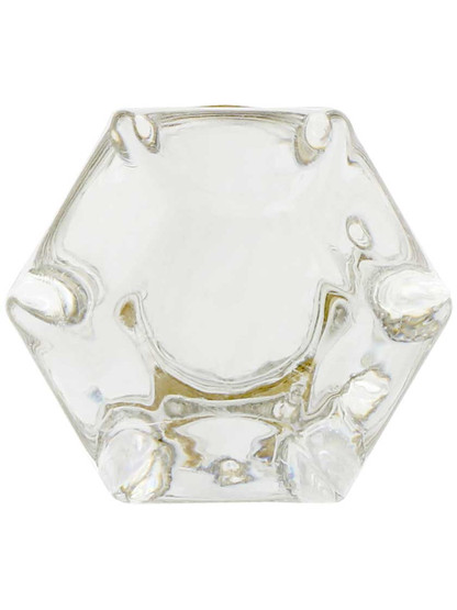 Clear Hexagonal Glass Cabinet Knob With Threaded Shank