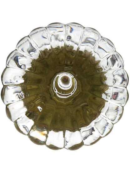 Alternate View 2 of Large Ribbed Clear Glass Drawer Knob With Brass or Nickel Base