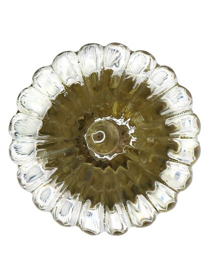 Alternate View 2 of Ribbed Clear Glass Cabinet Knob With Brass or Nickel Base