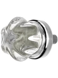 Small Victorian Style Clear Glass Cabinet Knob With Nickel Base.