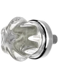 Small Victorian Style Clear Glass Cabinet Knob With Nickel Base