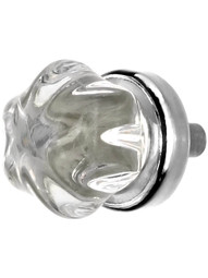 Small Victorian Style Clear Glass Cabinet Knob With Nickel Base