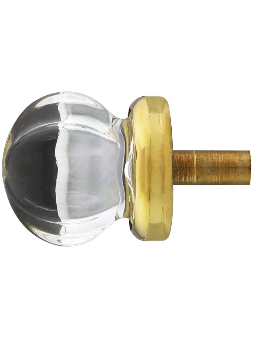 Alternate View of Small Victorian Style Glass Cabinet Knob With Brass Base