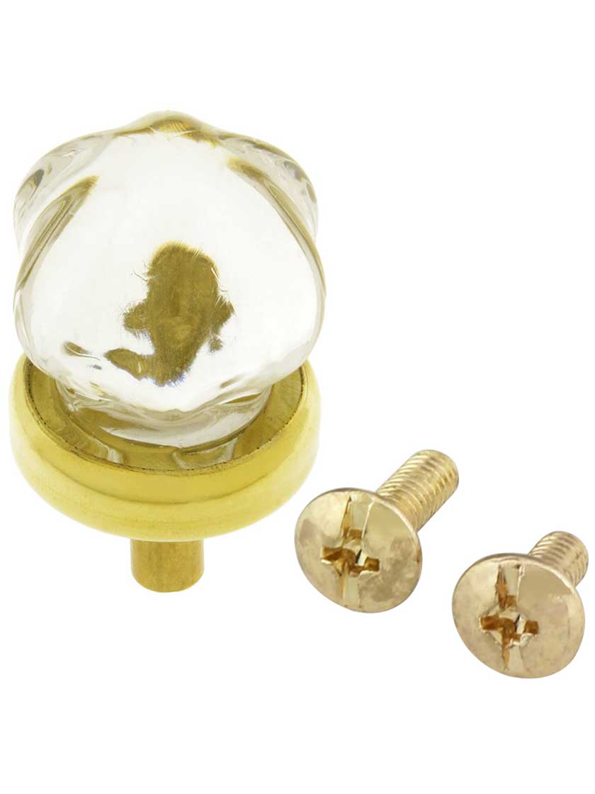 Small Victorian Style Glass Knob With Brass Base House of
