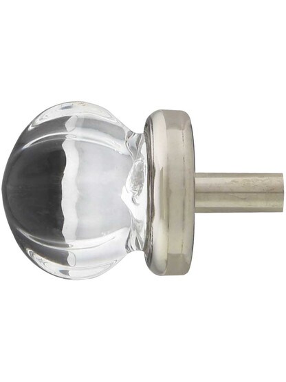 Alternate View of Medium Victorian Style Clear Glass Cabinet Knob With Nickel Base.