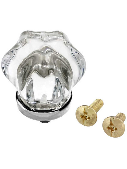 Medium Victorian Style Clear Glass Cabinet Knob With Nickel Base