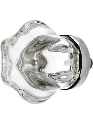 Medium Victorian Style Clear Glass Cabinet Knob With Nickel Base.