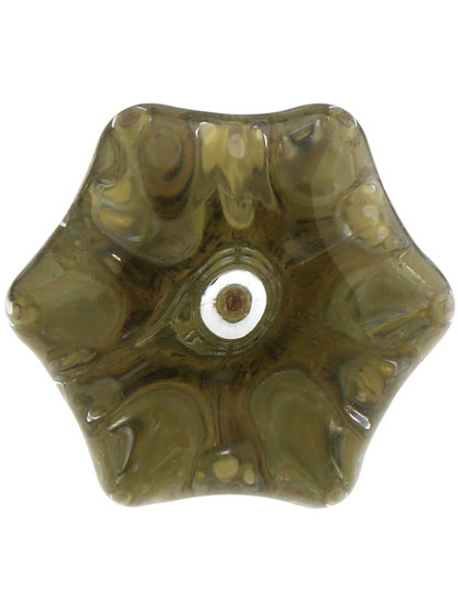Medium Victorian Glass Cabinet Knob With Brass Base