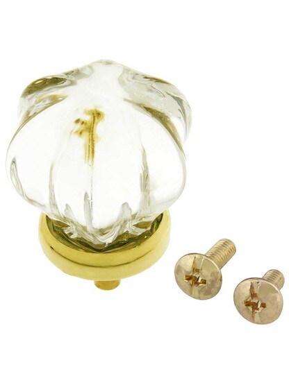 Alternate View 3 of Medium Victorian Glass Cabinet Knob With Brass Base