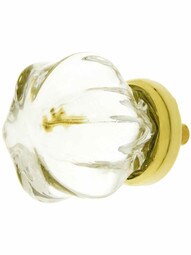 Medium Victorian Glass Cabinet Knob With Brass Base