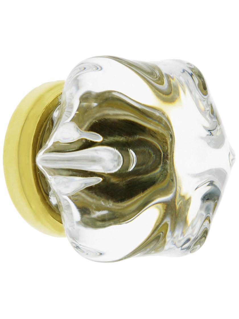 Large Victorian Style Clear Glass Drawer Knob With Brass Base House