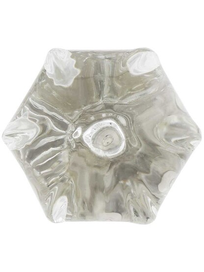 Alternate View 2 of Large Victorian Glass Cabinet Knob with Brass Base in Polished Nickel.