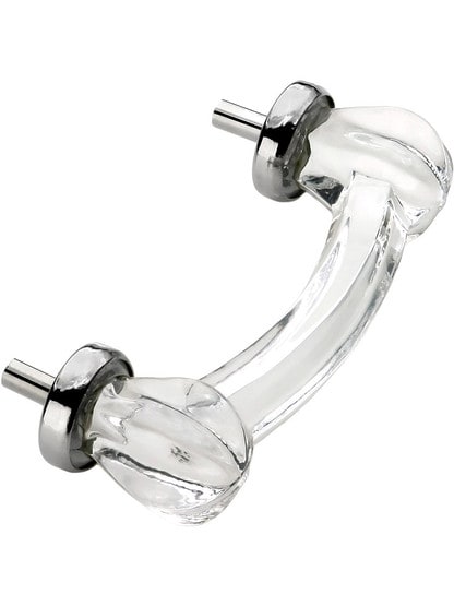Victorian Style Clear Glass Drawer Pull With Nickel Base.