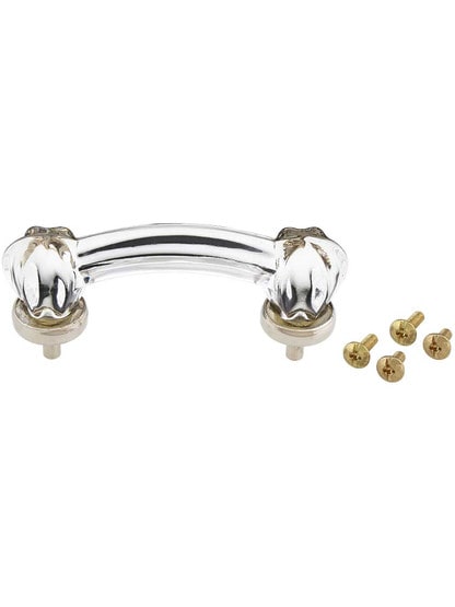 Alternate View 3 of Victorian Style Clear Glass Drawer Pull With Nickel Base.