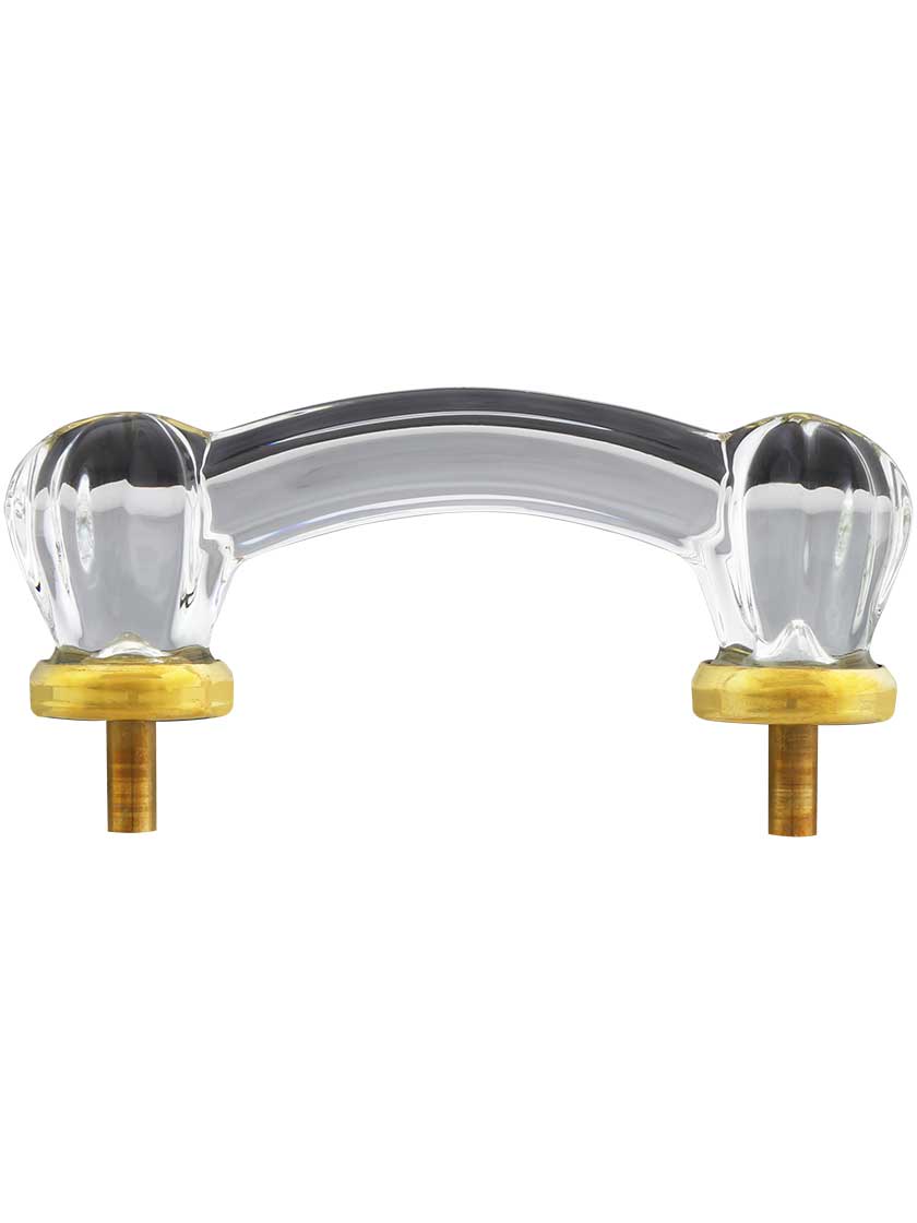 Alternate View of Victorian Style Glass Drawer Pull With Brass Bases