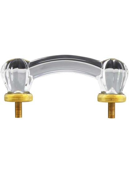 Alternate View of Victorian Style Glass Drawer Pull With Brass Bases