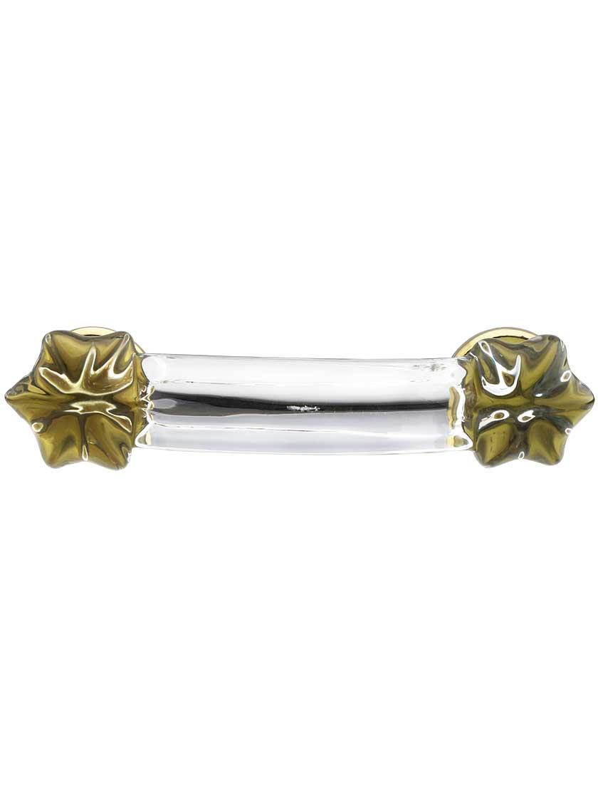 Alternate View 2 of Victorian Style Glass Drawer Pull With Brass Bases