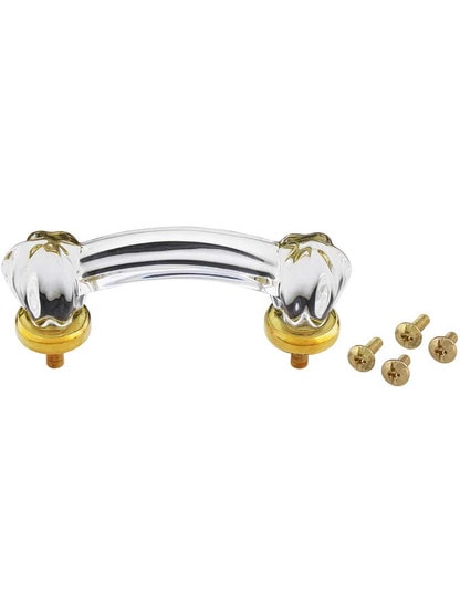 Alternate View 3 of Victorian Style Glass Drawer Pull With Brass Bases