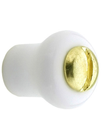 Extra Small White Porcelain Cabinet Knob - 1/2 inch Diameter