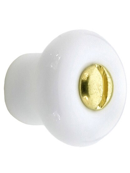 Small White Porcelain Cabinet Knob - 3/4 inch Diameter