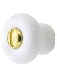 Small White Porcelain Cabinet Knob - 3/4" Diameter