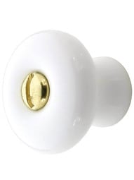 Medium White Porcelain Cabinet Knob - 1" Diameter