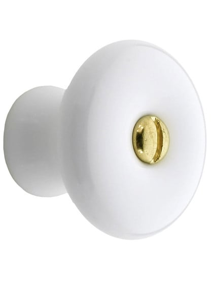 Large White Porcelain Cabinet Knob - 1 1/4 inch Diameter