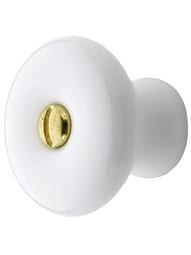 Large White Porcelain Cabinet Knob - 1 1/4" Diameter