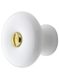 Large White Porcelain Cabinet Knob - 1 1/4 inch Diameter
