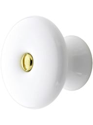 Extra Large White Porcelain Cabinet Knob - 1 7/16" Diameter