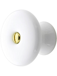 Extra Large White Porcelain Cabinet Knob - 1 7/16 inch Diameter