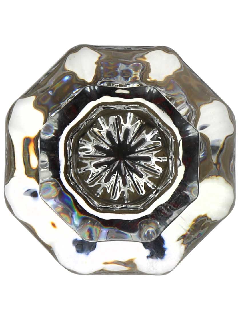 Alternate View 2 of Clear Octagonal Glass Knob with Brass Base 1 1/8-Inch Diameter.