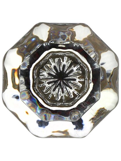 Alternate View 2 of Clear Octagonal Glass Knob with Brass Base 1 1/8-Inch Diameter.