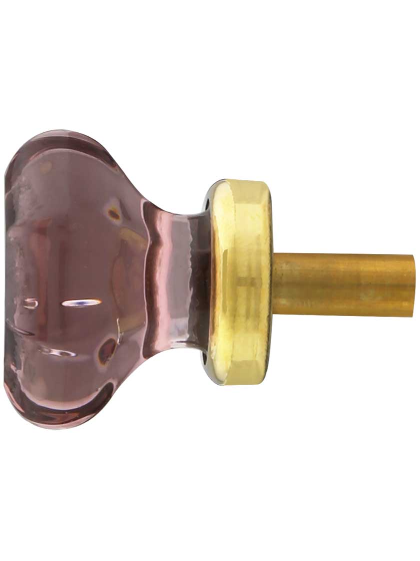 Alternate View of Amethyst Octagonal Glass Knob with Brass Base 1 1/8-Inch Diameter.