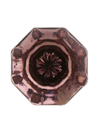 Amethyst Octagonal Glass Knob with Brass Base 1 1/8-Inch Diameter