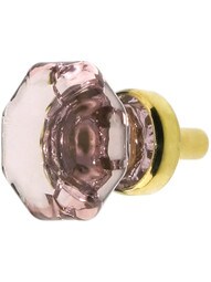 Amethyst Octagonal Glass Knob with Brass Base 1 1/8-Inch Diameter