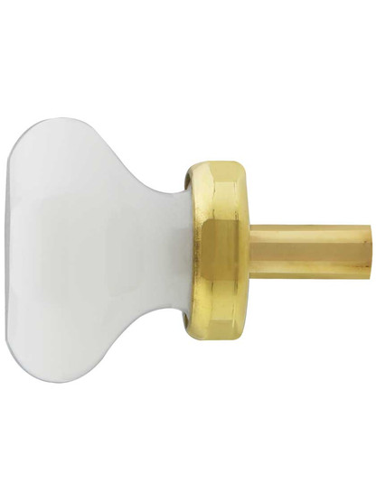 Alternate View of Milk-White Glass Octagonal Glass Knob with Brass Base 1 1/8-Inch Diameter.