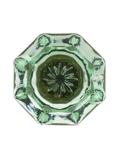 Alternate View 2 of Pale Green Octagonal Glass Knob with Brass Base 1 1/8-Inch Diameter.