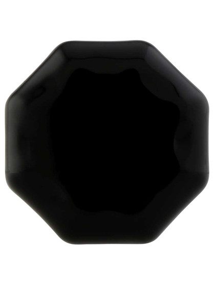 Alternate View 2 of Black Octagonal Glass Knob with Brass Base 1 1/8-Inch Diameter.