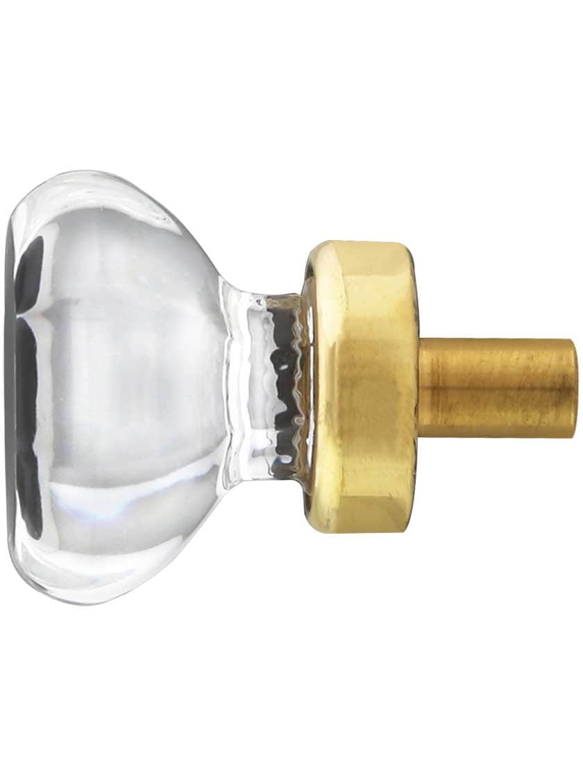 Alternate View of Clear Octagonal Glass Knob with Brass Base 1 3/8-Inch Diameter.