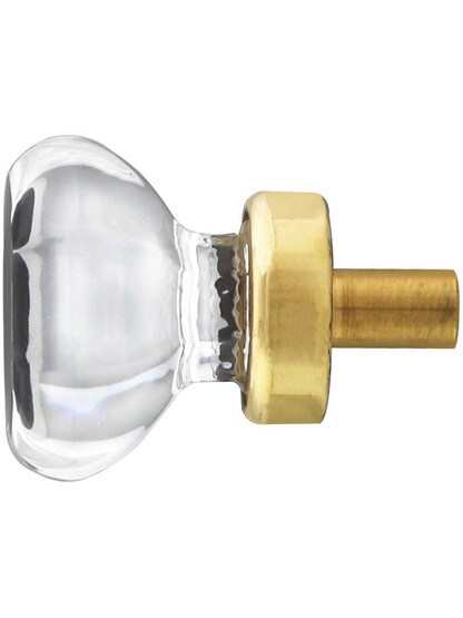 Alternate View of Clear Octagonal Glass Knob with Brass Base 1 3/8-Inch Diameter.
