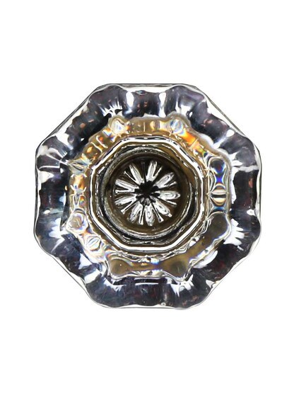 Alternate View 2 of Clear Octagonal Glass Knob with Brass Base 1 3/8-Inch Diameter.